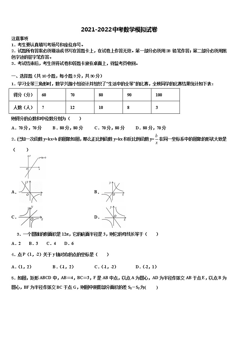 2022年四川省成都市金牛区中考数学适应性模拟试题含解析第1页