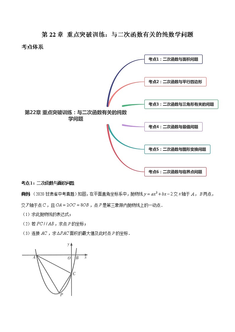 第22章 重点突破训练:与二次函数有关的纯数学问题九年级上册同步讲练(人教版)01