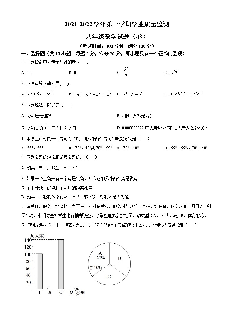 山西省晋城市阳城县2021-2022学年八年级上学期期末数学试题(word版含答案)第1页