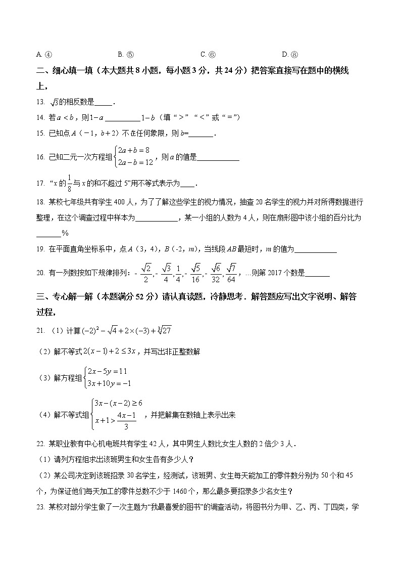 河北省唐山市丰南区2021-2022学年七年级下学期期末数学试题第3页