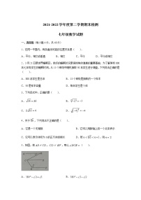 山東省德州市陵城區(qū)2021-2022學(xué)年七年級(jí)下學(xué)期期末考試數(shù)學(xué)試卷(含答案)