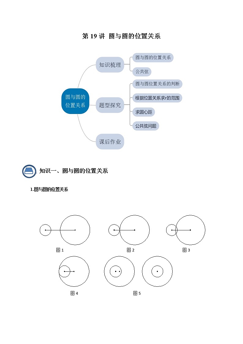 第19讲圆与圆的位置关系(解析版)- 2022-2023学年九年级数学下册 精讲精练(沪教版)第1页