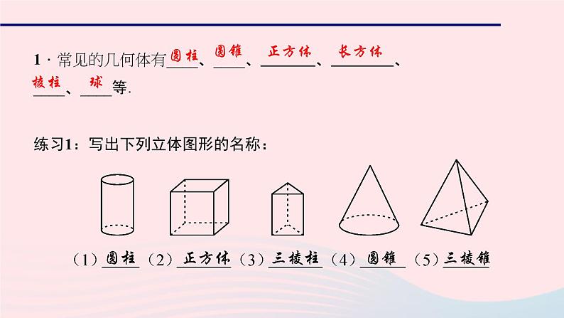 数学北师大版七年级上册同步教学课件第1章丰富的图形世界1.1生活中的立体图形作业03