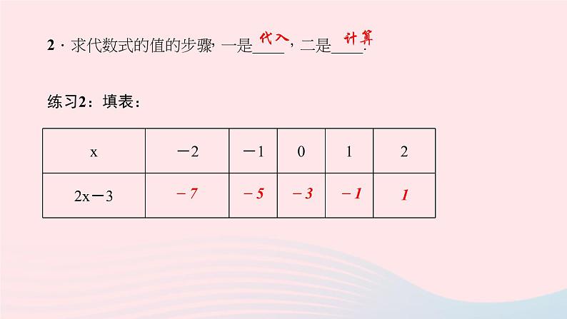 数学华东师大版七年级上册同步教学课件第3章整式的加减3.2代数式的值作业第4页