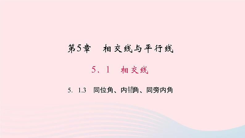数学华东师大版七年级上册同步教学课件第5章相交线与平行线5.1相交线3同位角内错角同旁内角作业01