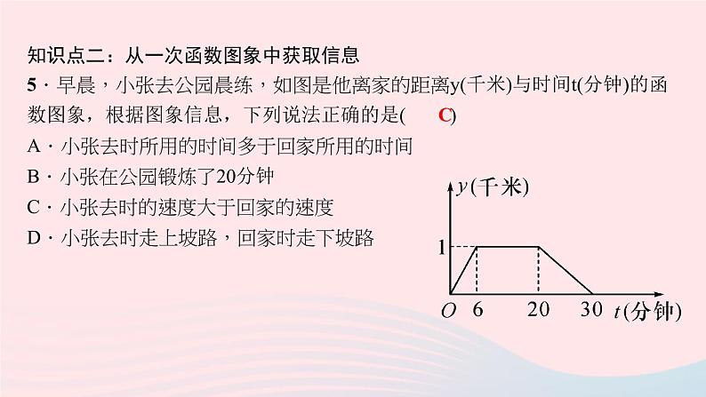 数学北师大版八年级上册同步教学课件第4章一次函数4一次函数的应用第2课时简单一次函数的应用作业07