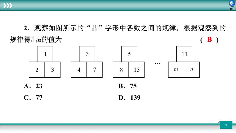 广东省2022年中考数学总复习讲练课件:培优突破练3 类型2 规律探究03
