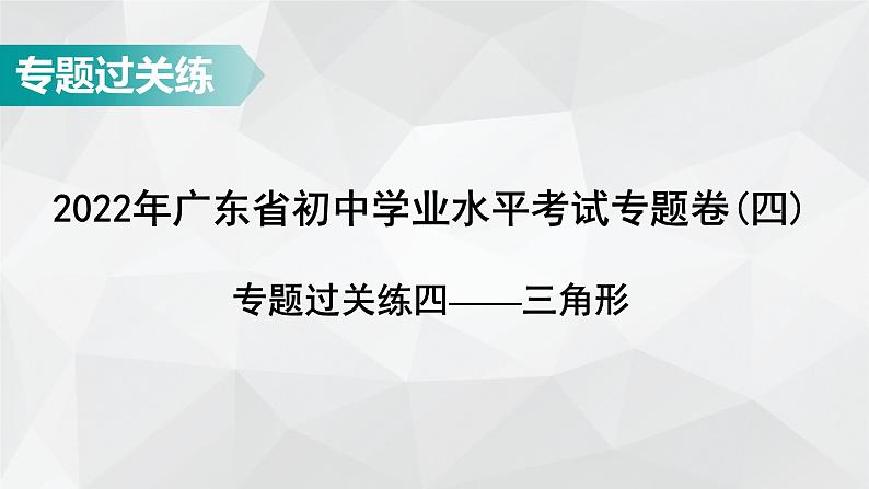 广东省2022年中考数学总复习讲练课件:专题卷4 三角形第1页