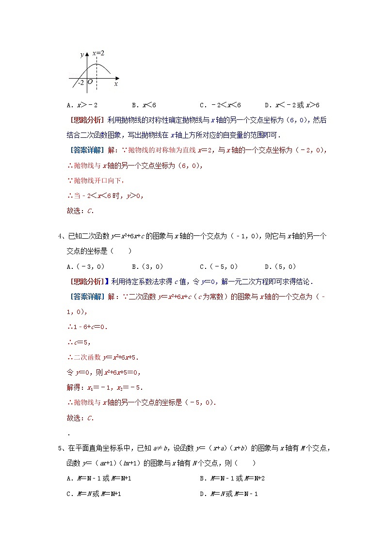 人教版 九年级上册 第22章 二次函数与一元二次方程 热门考点测试卷(二)(原卷+答案)02