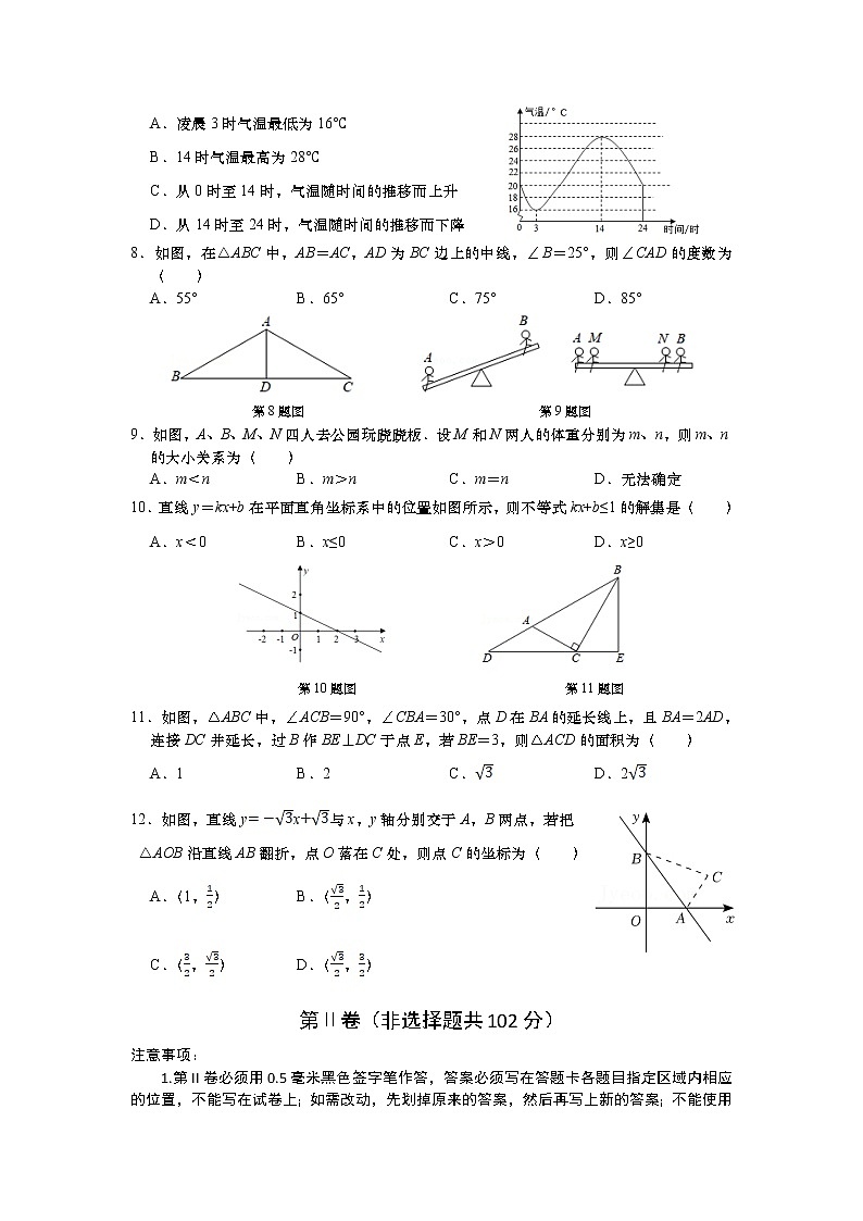 山东省济南市高新区2021-2022学年八年级上学期期末考试数学试卷(含答案)第2页