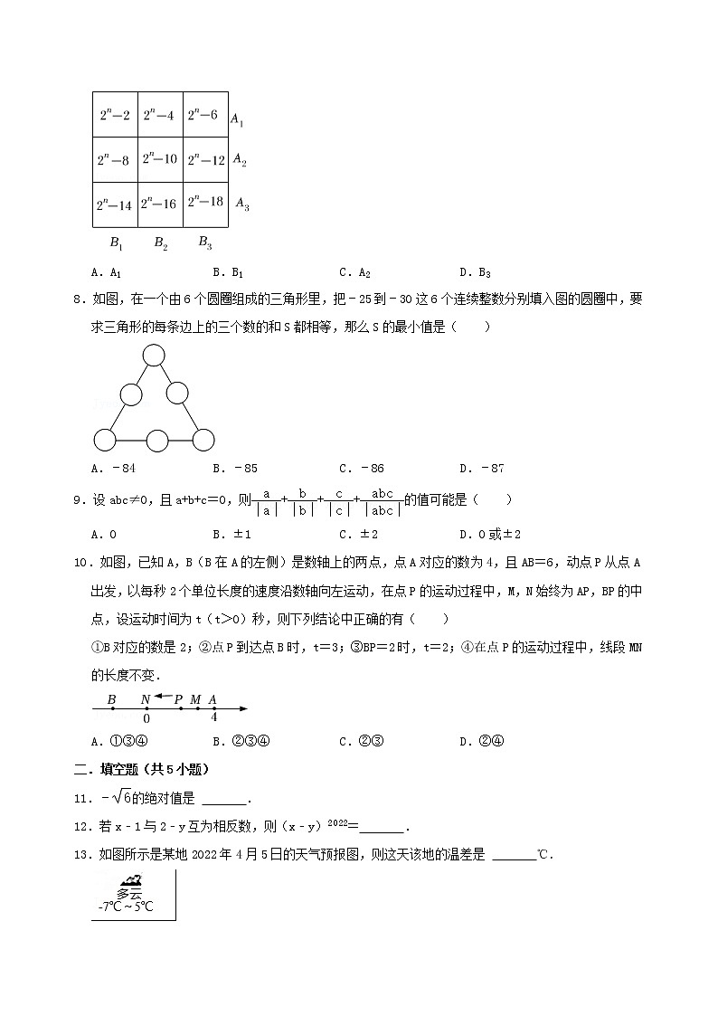 第一章  有理数 单元测试卷   2022-2023学年人教版七年级数学上册(含答案)02
