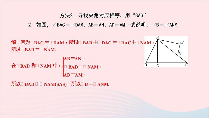 数学北师大版七年级下册同步教学课件专题(4)证明三角形全等的基本思路作业03