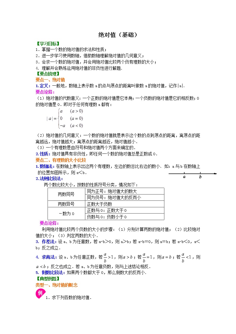 04绝对值（基础）知识讲解学案