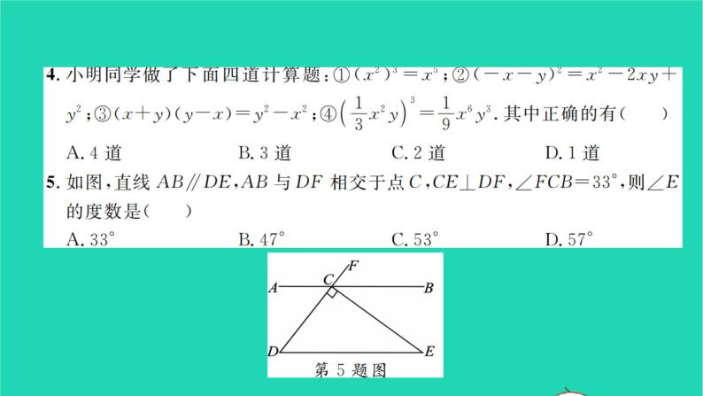 2022七年级数学下学期期中卷习题课件新版北师大版04