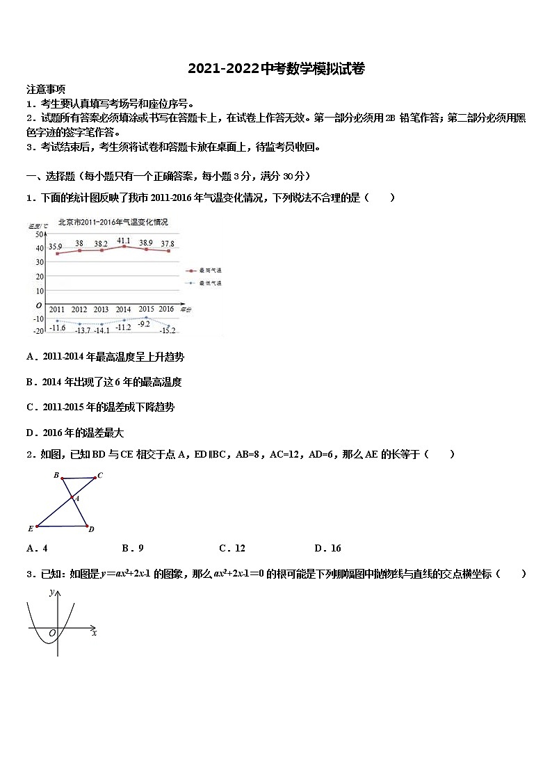河南省郑州市桐柏一中学2021-2022学年中考五模数学试题含解析第1页