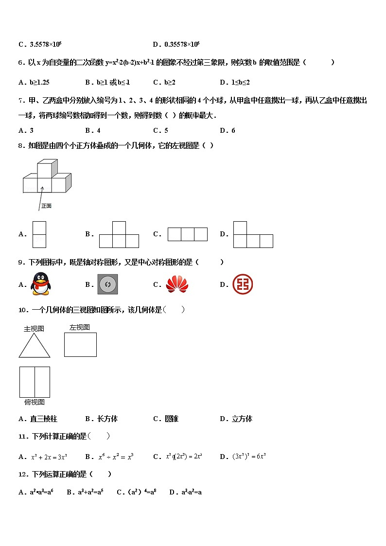 黑龙江省五常市山林一中学达标名校2022年中考联考数学试卷含解析第2页