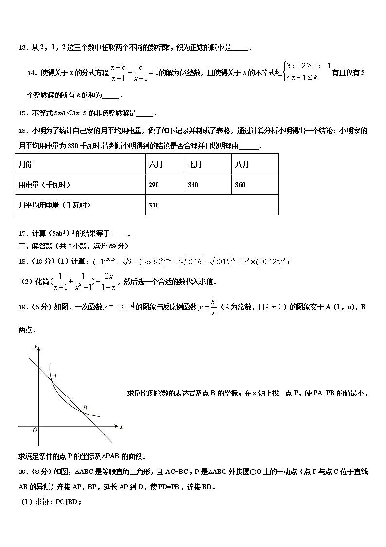 湖北省襄州区重点达标名校2022年中考数学对点突破模拟试卷含解析03