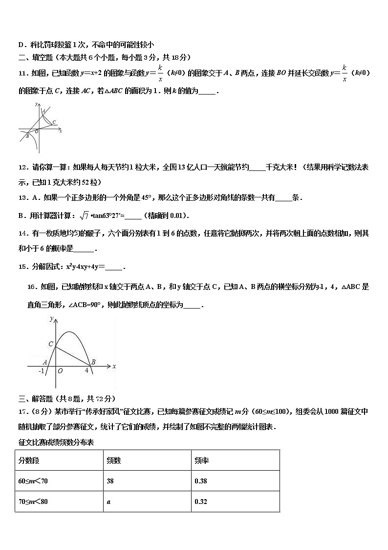 湖北省隨州市高新區(qū)2021-2022學(xué)年中考數(shù)學(xué)模擬試題含解析第3頁