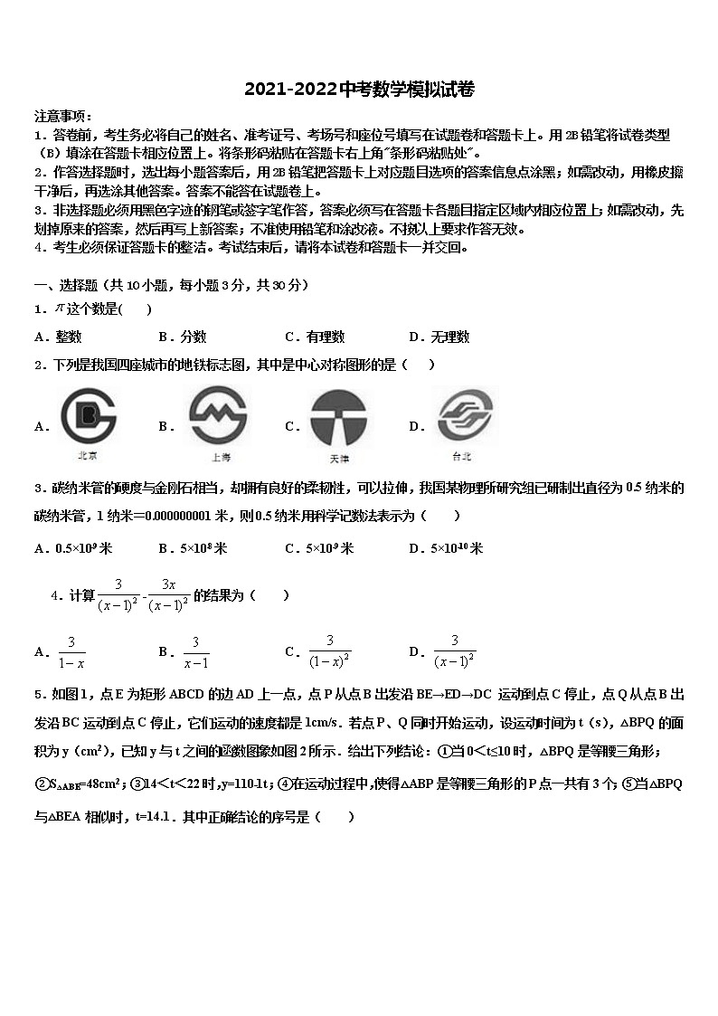 贵州省从江县2021-2022学年中考数学全真模拟试题含解析第1页