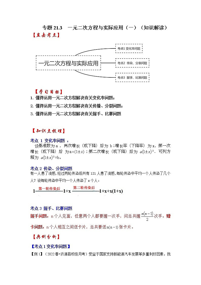 專題21.3  一元二次方程與實際應(yīng)用（一）（知識解讀）-2022-2023學(xué)年九年級數(shù)學(xué)上冊同步考點+專項訓(xùn)練（人教版）第1頁