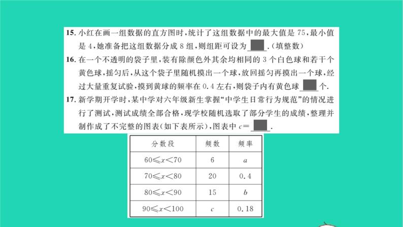 2022八年级数学下册第5章数据的频数分布单元卷五习题课件新版湘教版08