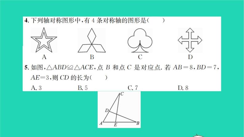 2022七年级数学下册第10章轴对称平移与旋转检测卷习题课件新版华东师大版04