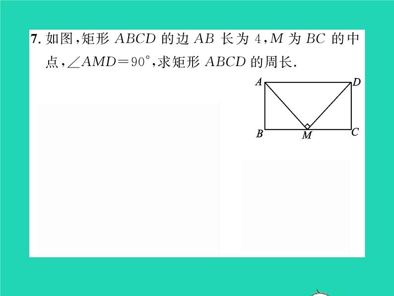 2022八年级数学下册第19章矩形菱形与正方形19.1矩形19.1.1矩形的性质习题课件新版华东师大版第7页