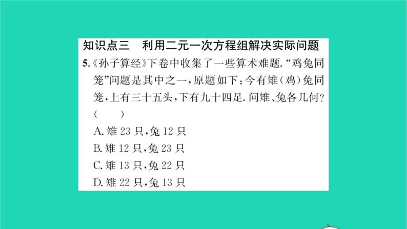 2022七年级数学下册第7章一次方程组7.4实践与探索习题课件新版华东师大版06