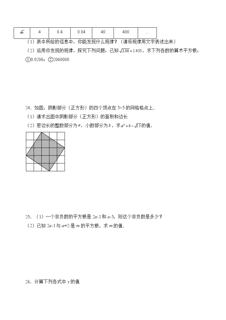 专题2.2 平方根（基础篇）（专项练习）03