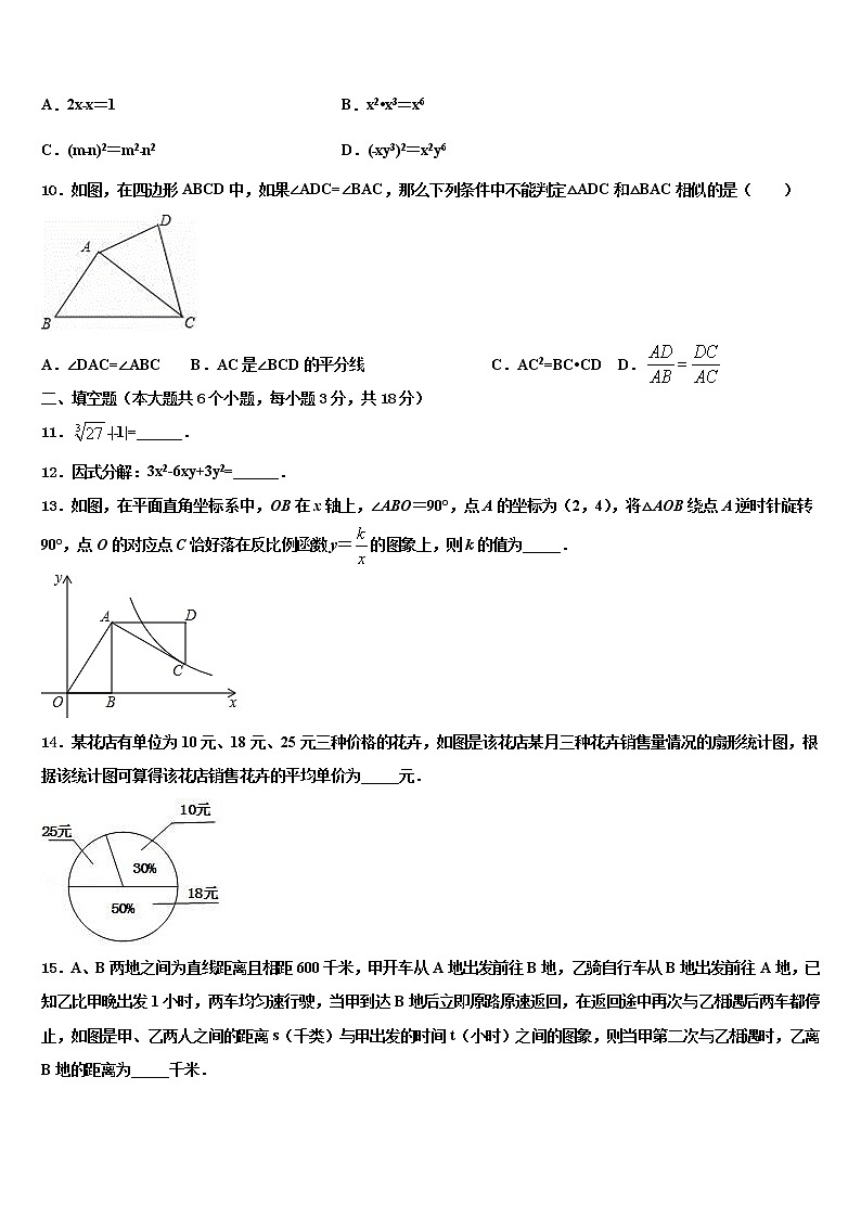 山东省青岛市胶州实验2021-2022学年中考适应性考试数学试题含解析第3页