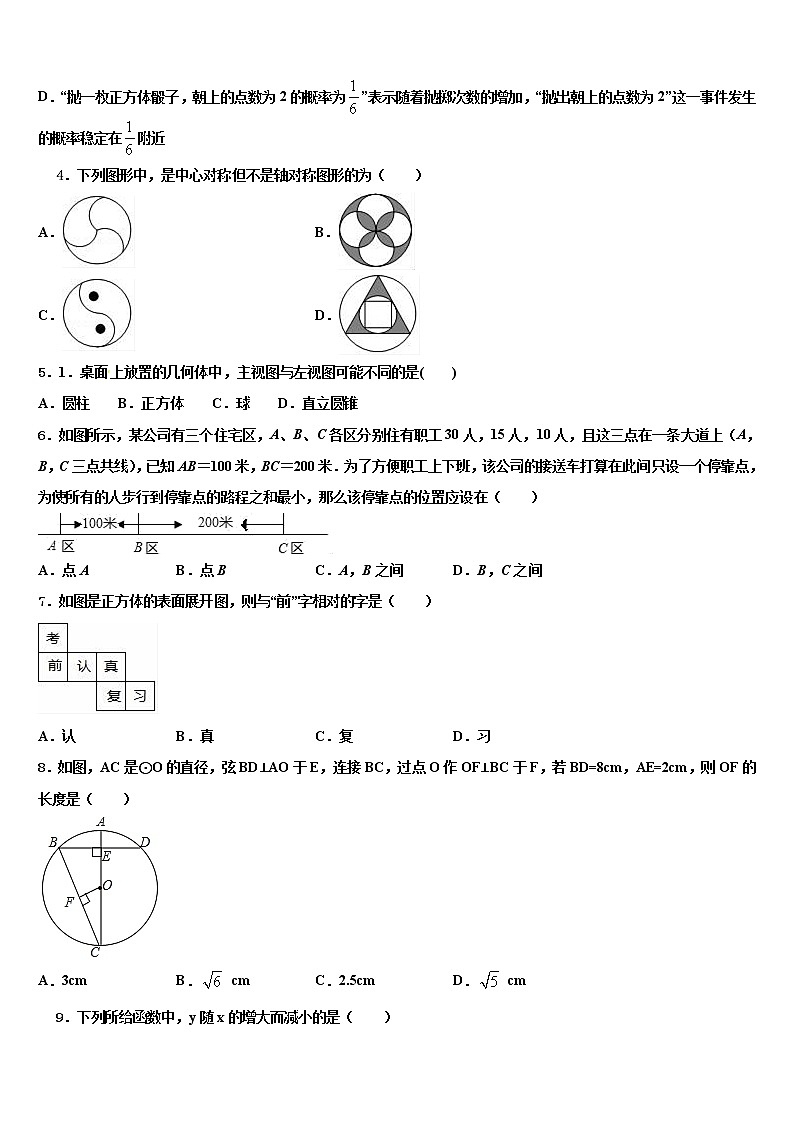 山东省潍坊市昌乐县市级名校2022年中考数学全真模拟试卷含解析02