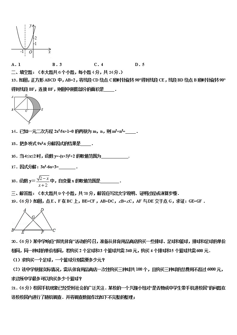 陕西省安康市汉滨2022年中考数学适应性模拟试题含解析第3页