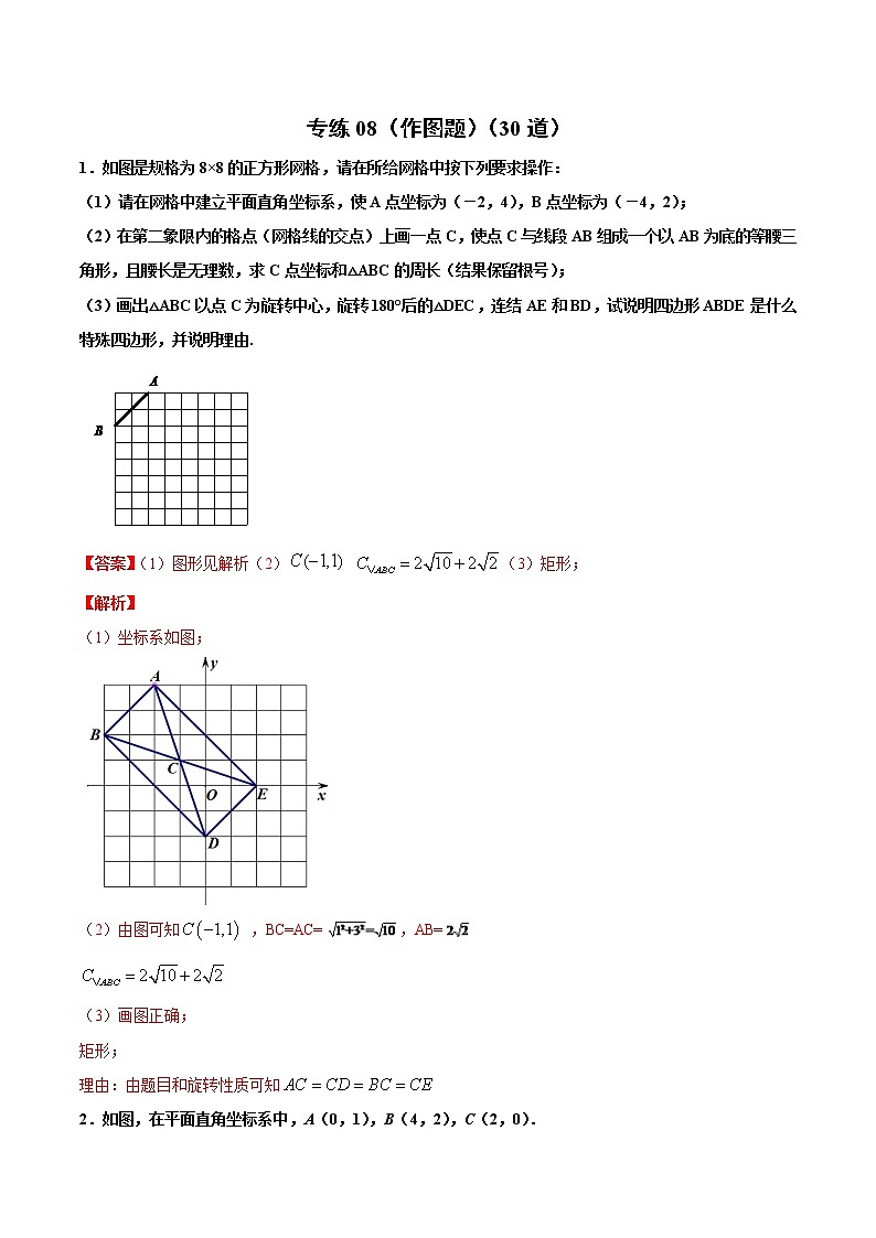 专练08(作图题)中考数学考点必刷题(解析版)01