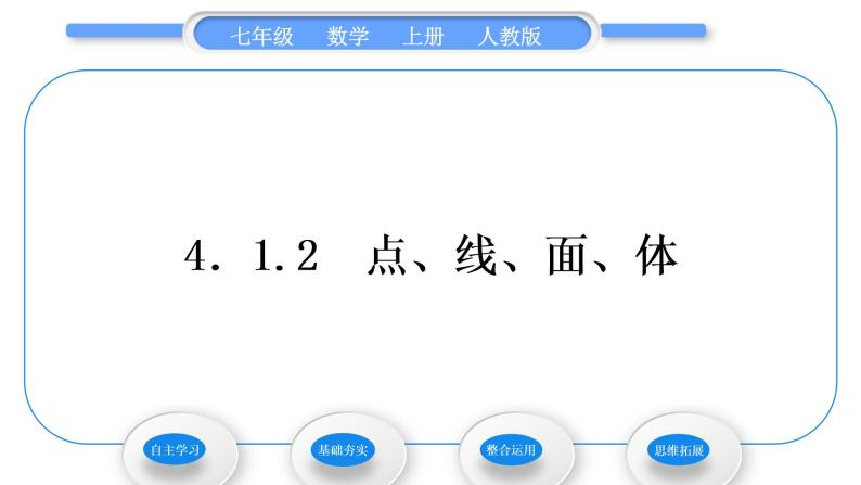 人教版七年级数学上第四章几何图形初步2-4.1.2　点、线、面、体习题课件01