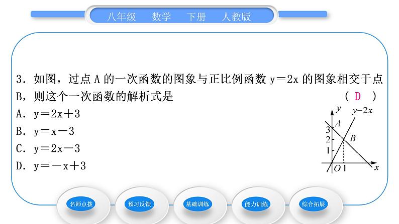 人教版八年级数学下第十九章一次函数19.2.2第3课时 用待定系数法求一次函数解析式习题课件第8页