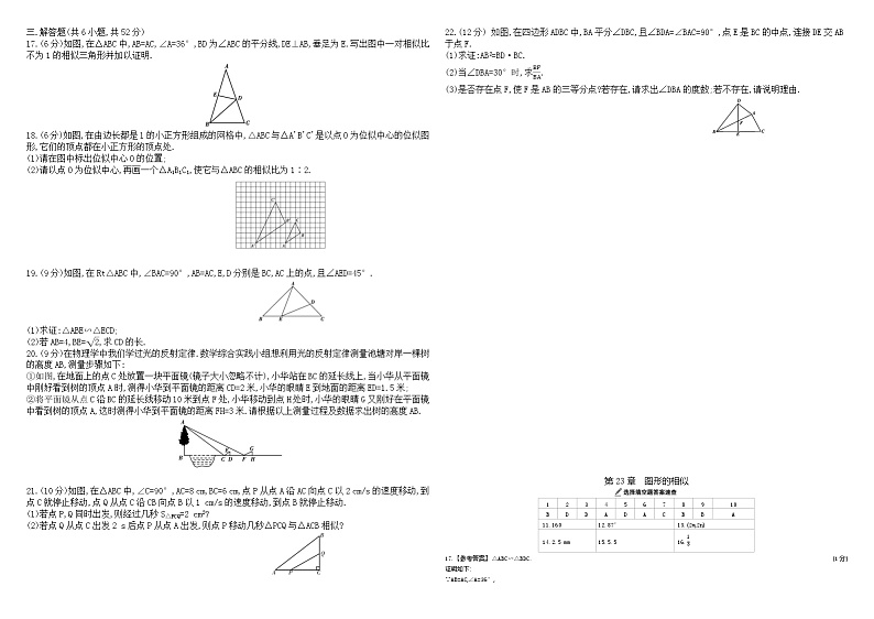 华师大版初中数学九年级上册第23章 图形的相似 章节综合与测试第2页