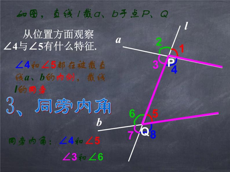 初中数学华东师大版七年级上册 第五章 5.1.3 同位角、内错角、同旁内角 课件07