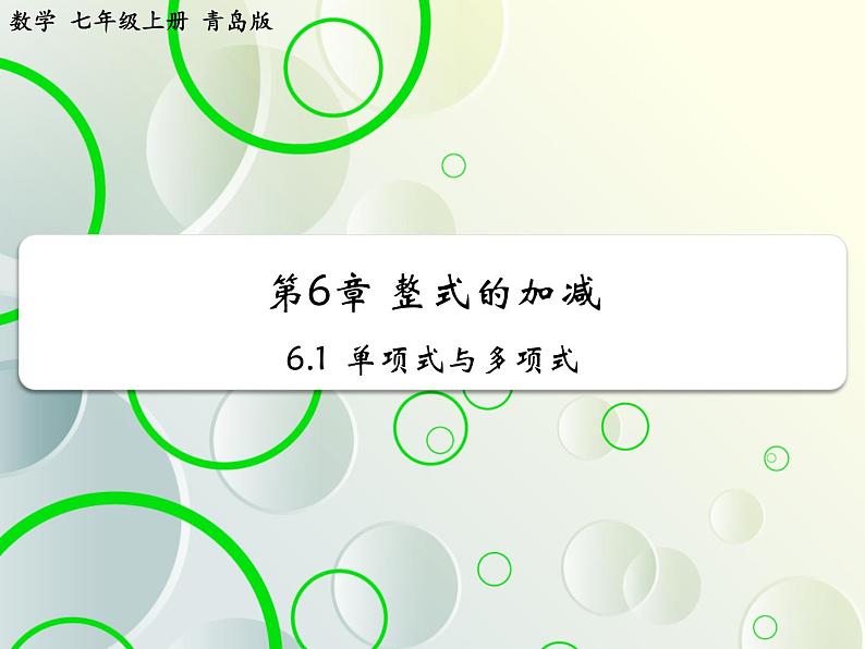 第6章 6.1单项式与多项式 教学课件 初中数学青岛版七年级上册第1页