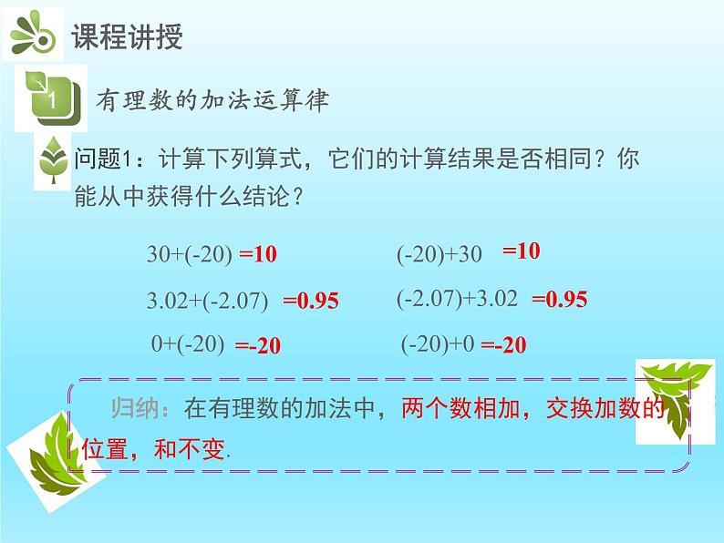 2022七年级数学上册第二章有理数及其运算2.4有理数的加法第2课时加法运算律课件(北师大版)第4页