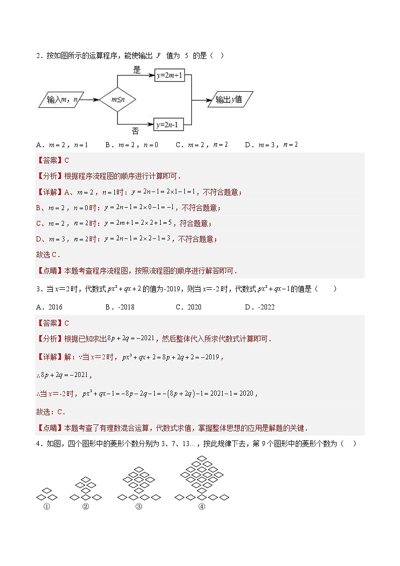 【培优分级练】北师大版数学七年级上册 专题3.2《代数式(培优分阶练)》培优三阶练(含解析)02