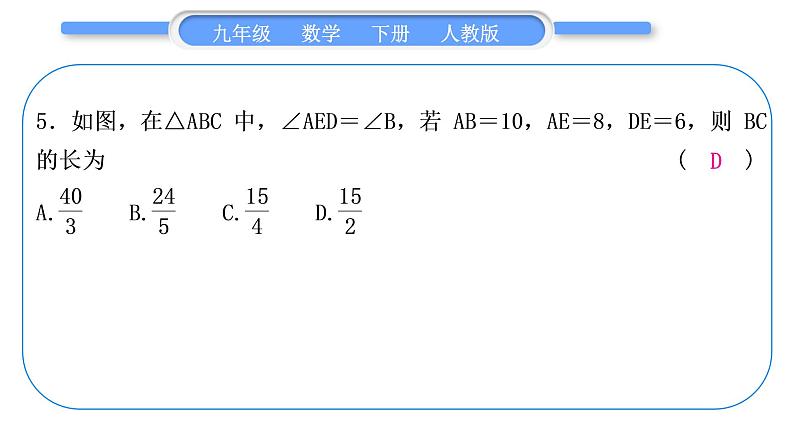 人教版九年级下周周测(八)(九下综合)习题课件第6页