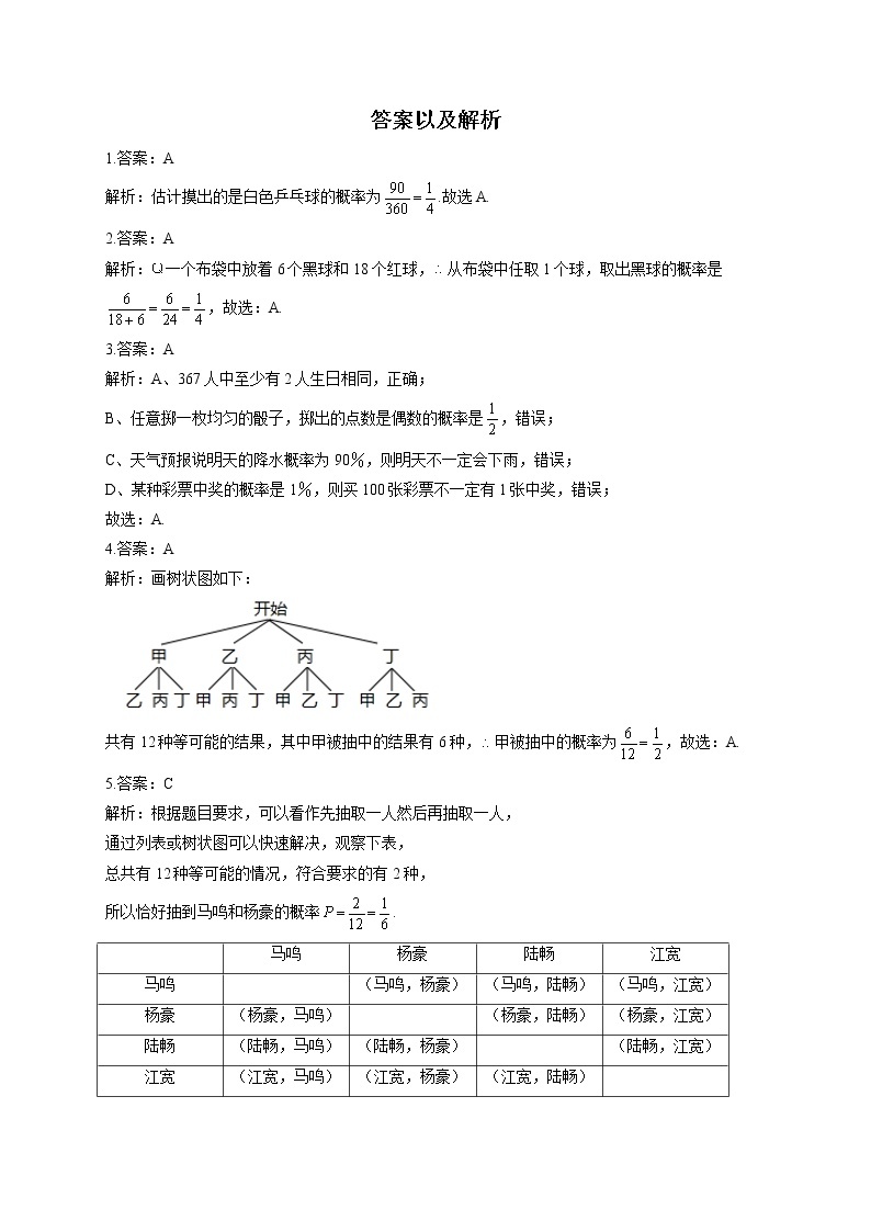 25.2 随机事件的概率—2022-2023学年华东师大版数学九年级上册堂堂练(含答案)03