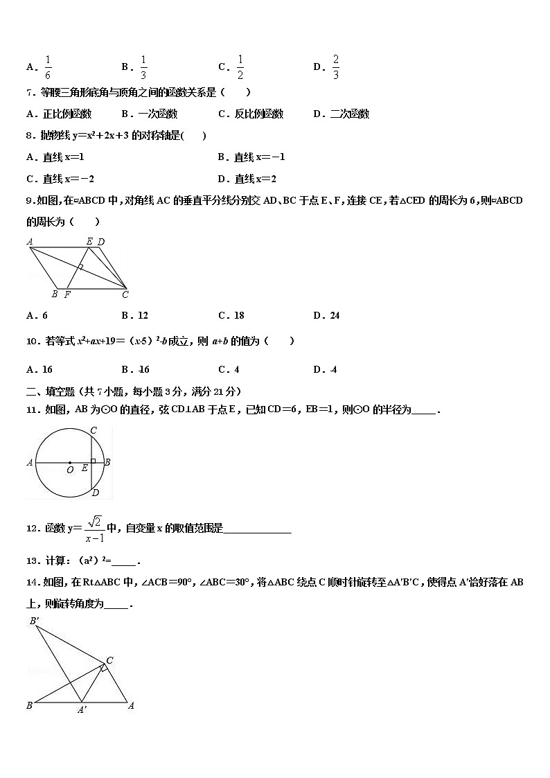 四川省眉山市市级名校2021-2022学年毕业升学考试模拟卷数学卷含解析第2页