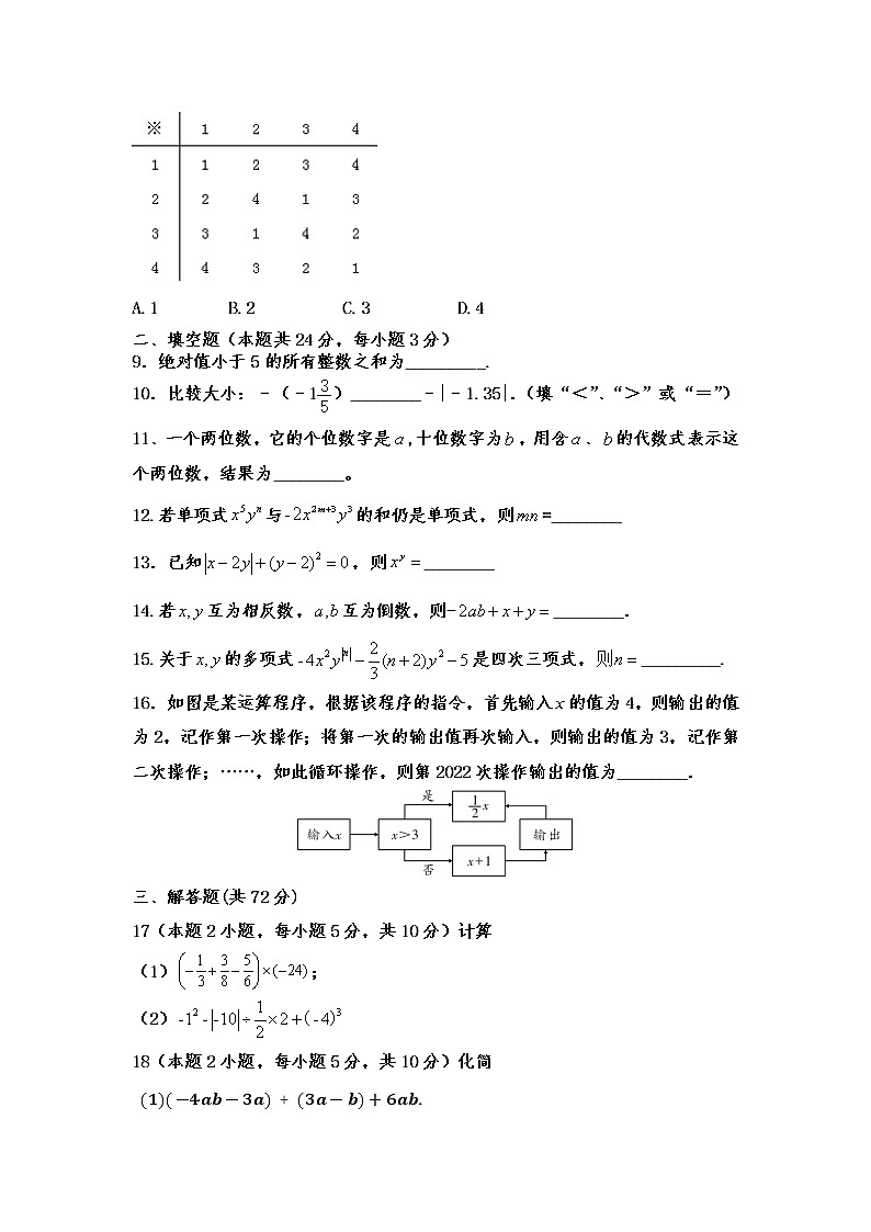 湖南省常德市安乡县2022-2023学年七年级上学期期中质量监测数学试题(含答案)第2页