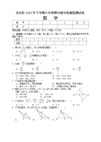 湖南省张家界市永定区2022-2023学年八年级上学期期中教学质量监测数学试题（含答案）