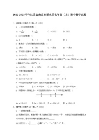 2022-2023学年江苏省南京市溧水区七年级（上）期中数学试卷（含解析）