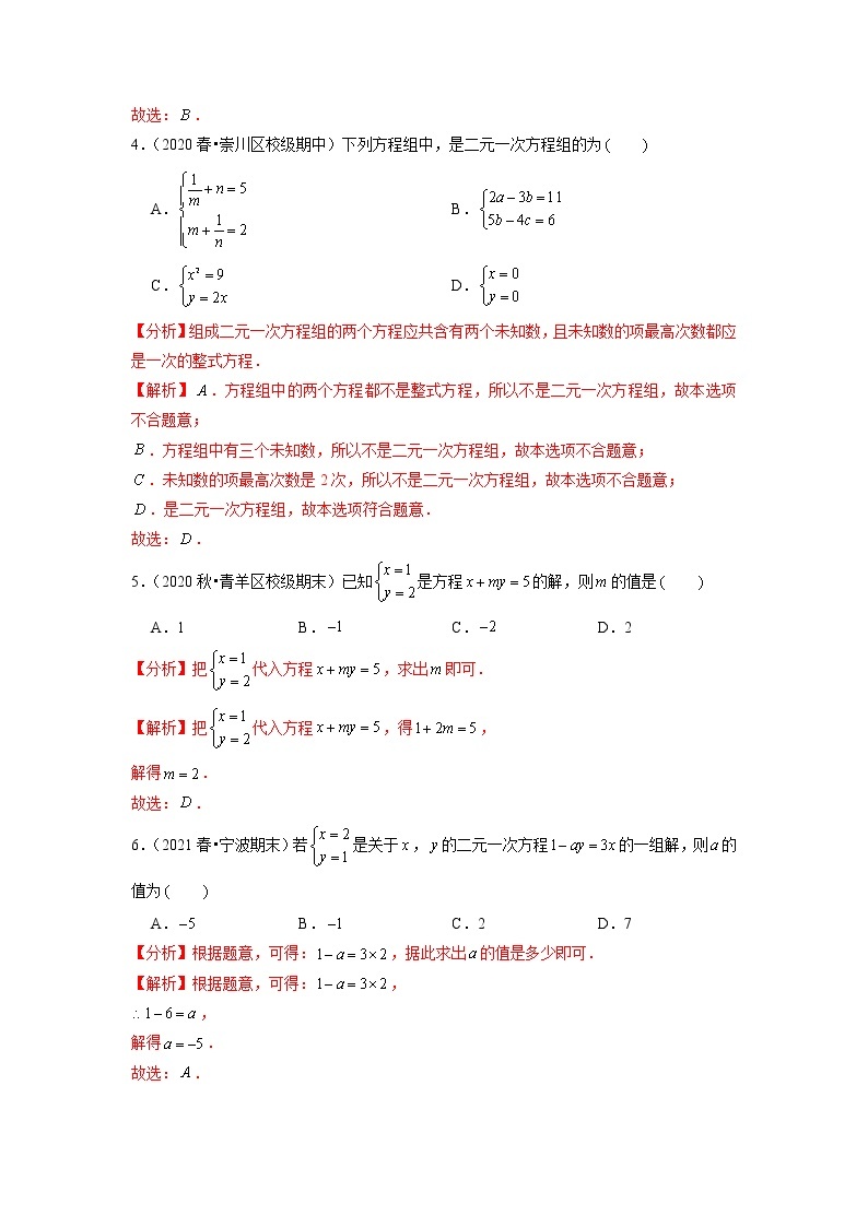 专题3.6二元一次方程组练习（原卷+解析）02