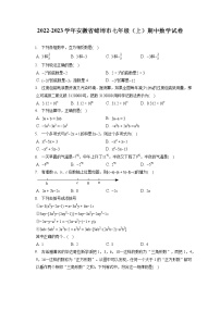 2022-2023学年安徽省蚌埠市七年级（上）期中数学试卷（含答案解析）