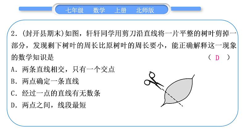 北师大版七年级数学上第四章基本平面图形章末复习与提升习题课件第3页