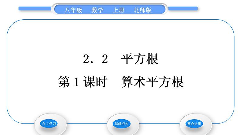 北师大版八年级数学上第二章实数2.2平方根第1课时算术平方根习题课件第1页